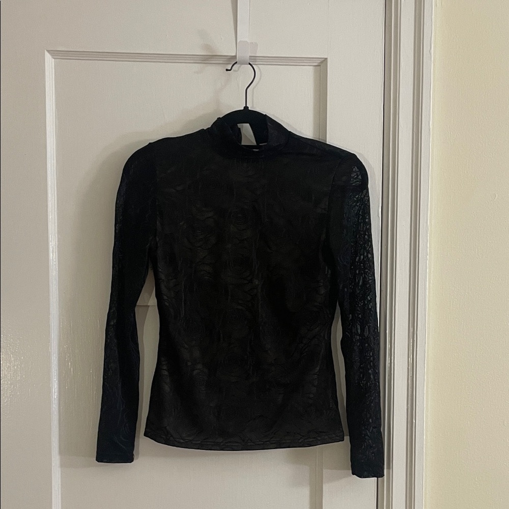 Fashion Nova Black and Cream Lace Top